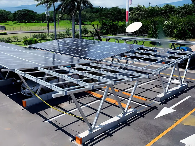 System paneli słonecznych z wiatą aluminiową o mocy 80 kW w Stanach Zjednoczonych